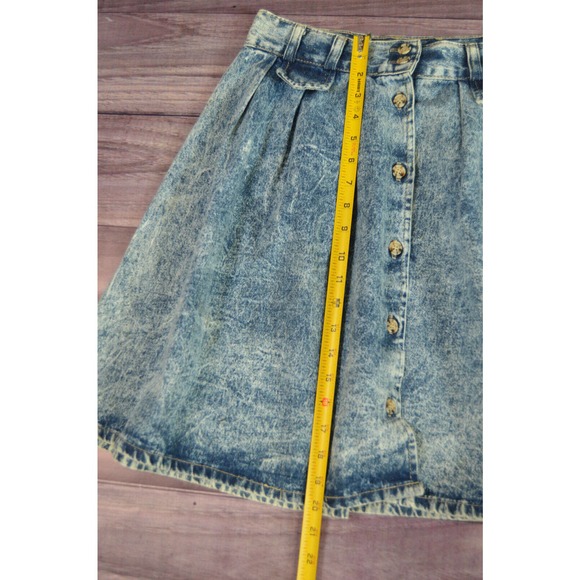 Stuffed Shirt Stone Washed Denim Skirt Vintage 80's Size 11/12 29 inch waist - Picture 9 of 12